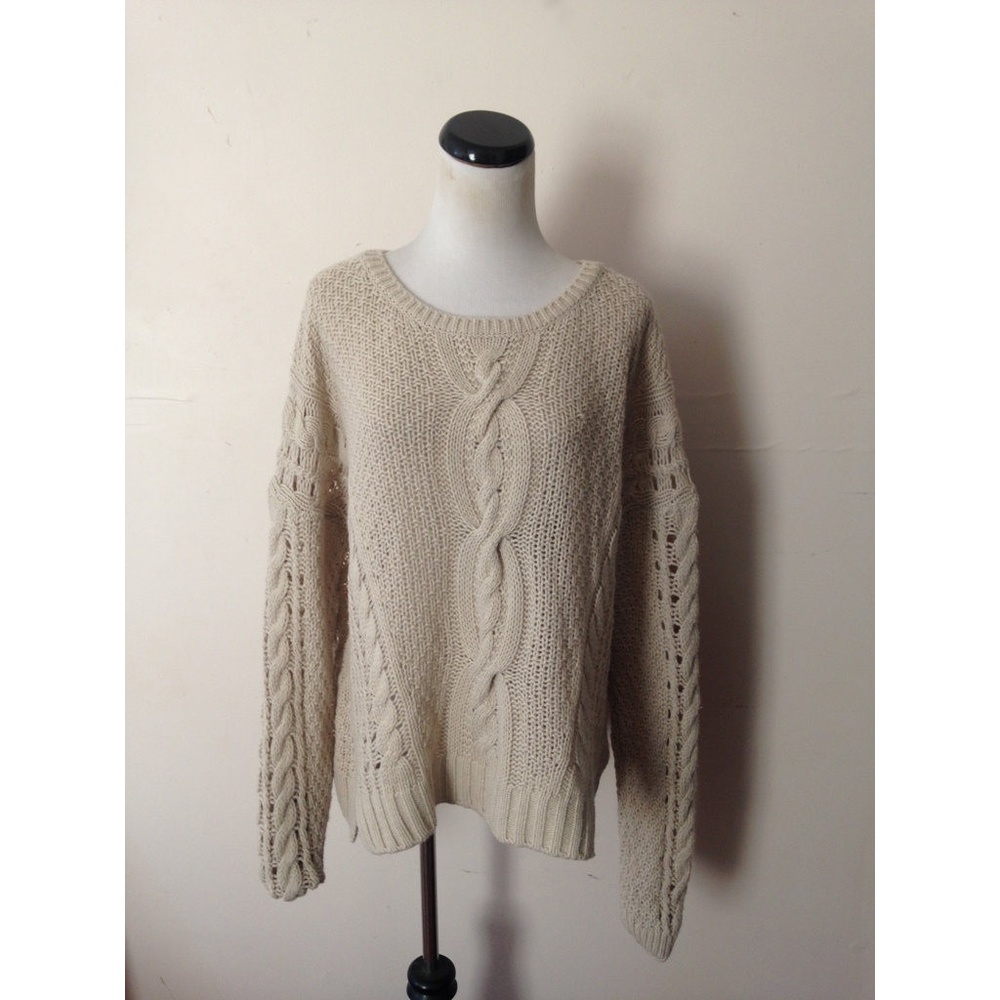 Vince cableknit wool yak fisherman's sweater L XL - Picture 2 of 4